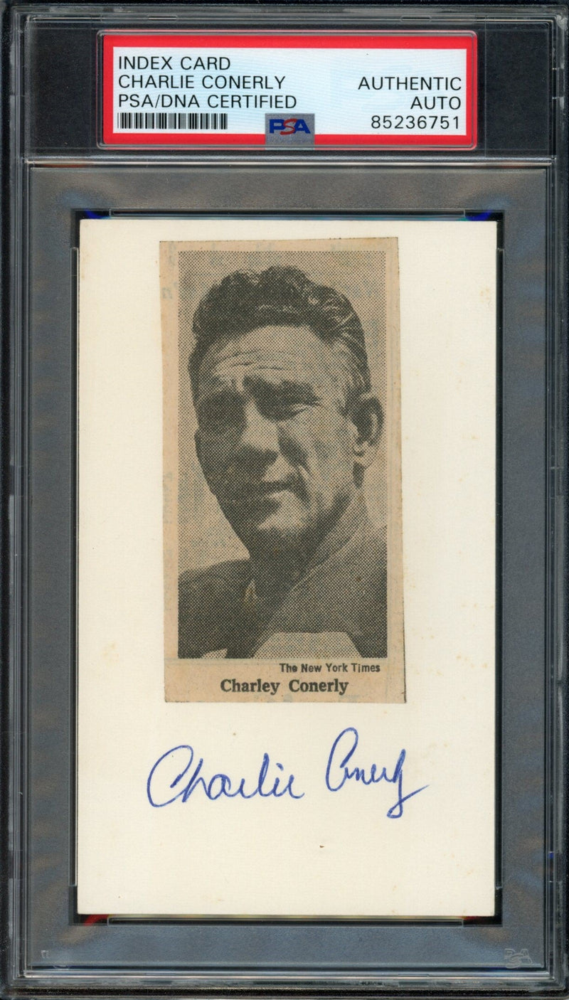 Charlie Conerly HOF Signed Cut Photo on 3x5 Index Card Giants PSA/DNA 188268
