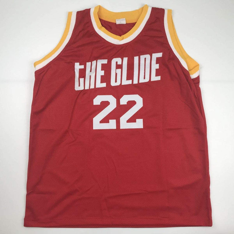 Autographed/Signed Clyde Drexler Houston Red Basketball Jersey Beckett BAS COA