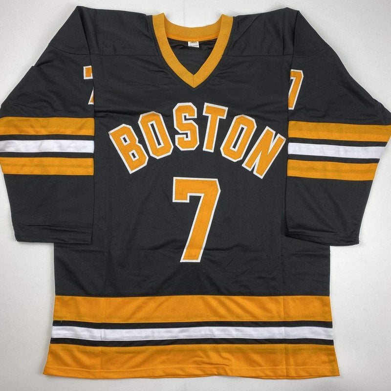Autographed/Signed Phil Esposito Boston Black Hockey Jersey JSA COA