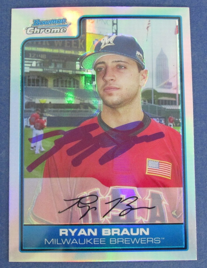 Ryan Braun Brewers Signed/Auto 2006 Bowman Chrome Refractor Baseball Card #FG3