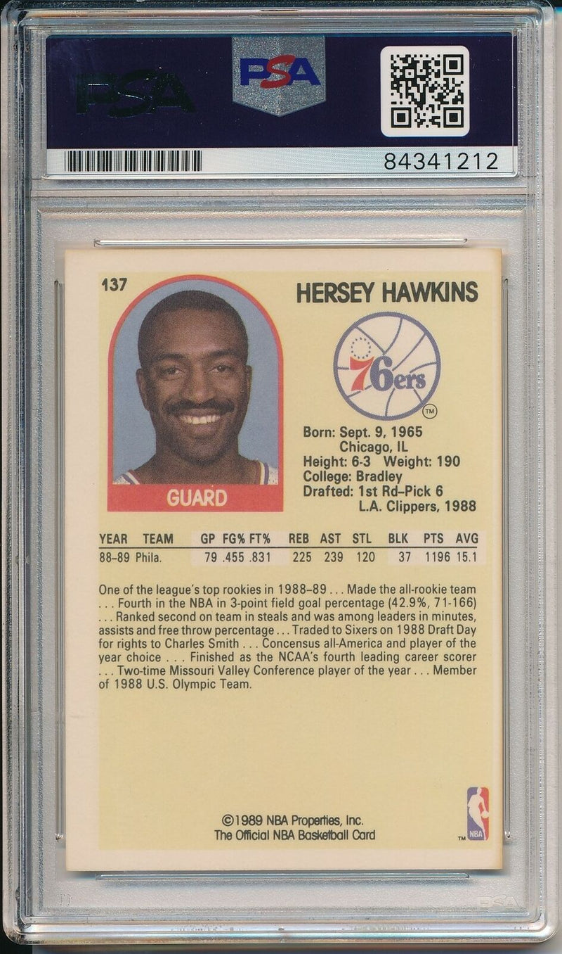 Hersey Hawkins Philadelphia 76ers Signed 1989 Hoops Card #137 PSA/DNA 163528
