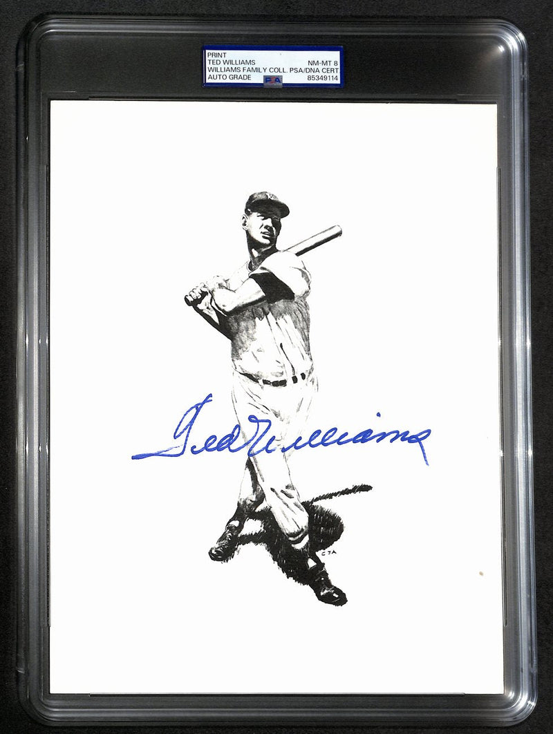 Ted Williams Signed/Auto 8x10 Photo/Print Red Sox PSA/DNA Slabbed 193007