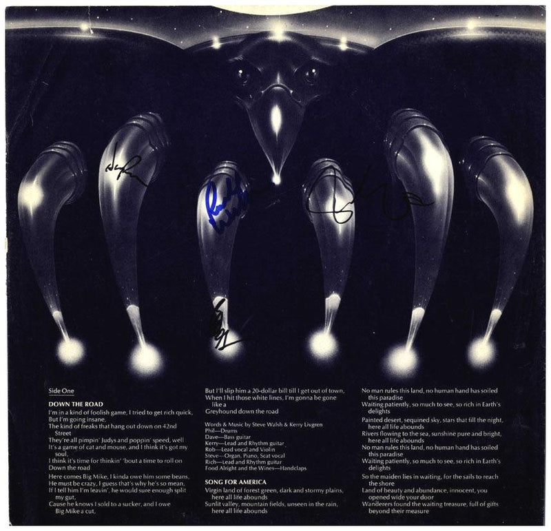 Kansas Signed X4 Autographed Album Sleeve Insert