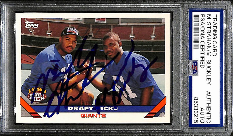 Michael Strahan HOF/Buckley Dual Signed 1993 Topps Rookie #275 Giants PSA 192512