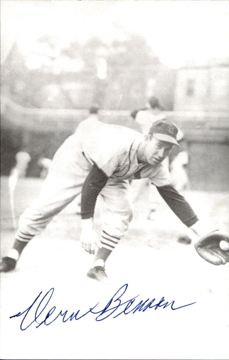 Vern Benson Cardinals d. 2014 Signed/Autographed 3x5  Photo 177953
