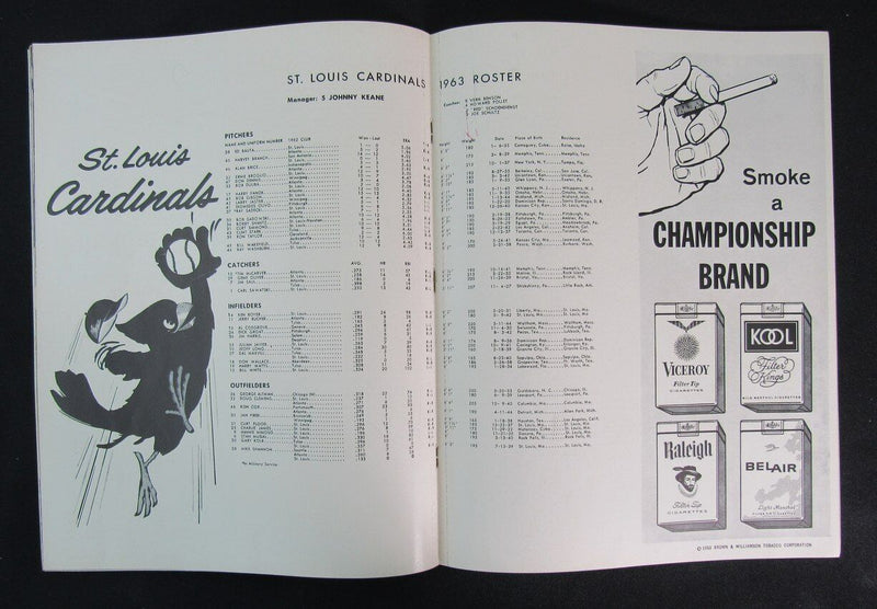1963 St. Louis Cardinals Baseball Official Yearbook Stan Musial on Cover