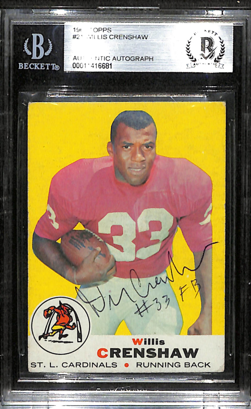 Willis Crenshaw Signed 1969 Topps Card #21 Cardinals BAS/Beckett 185990