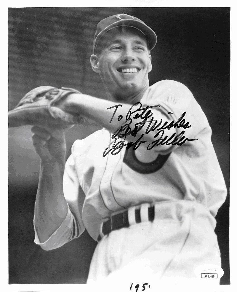 Bob Feller HOF Signed/Inscribed B/W 8x10 Photo Cleveland Indians JSA 190195