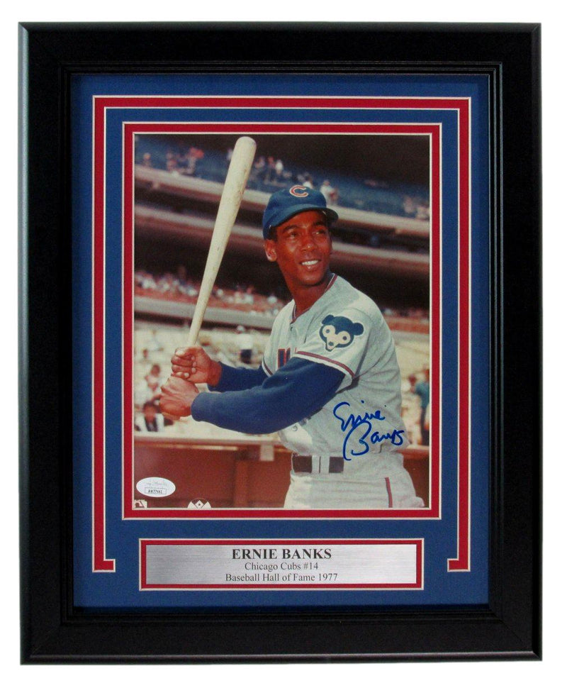 Ernie Banks HOF Signed/Autographed 8x10 Photo Chicago Cubs Framed JSA 190847