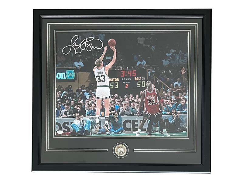 Larry Bird Autographed Boston Celtics 16x20 Frame Photo With Michael Jordan JSA