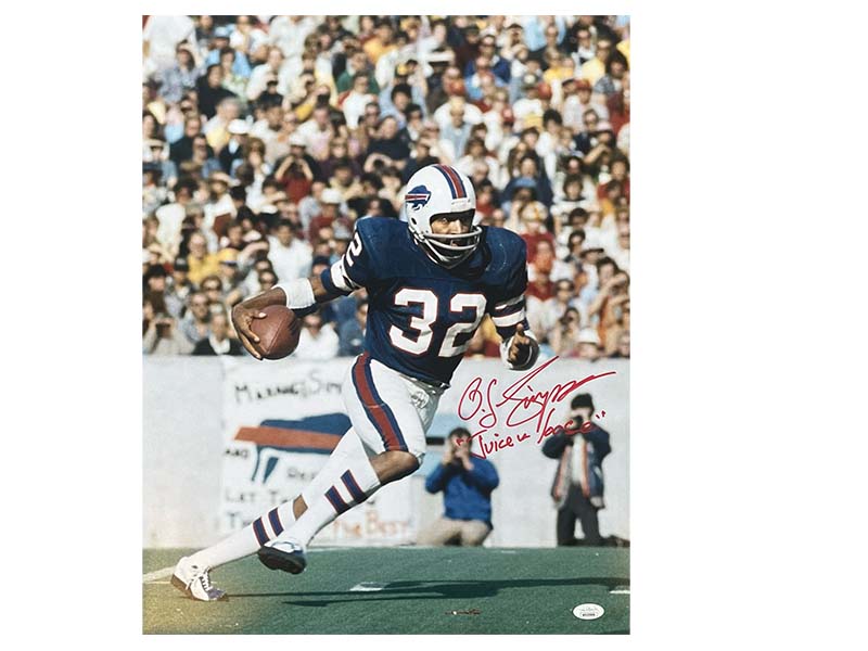 O.J. Simpson Autographed Buffalo Bills 16x20 Photo JSA Juice Is Loose ￼Insc