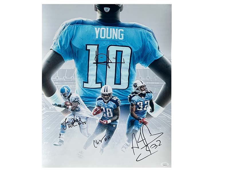 Vince Young, Chris Johnson, Lendale white & Adam Pac-Man Jones Tennessee Titans 16x20 Photo JSA