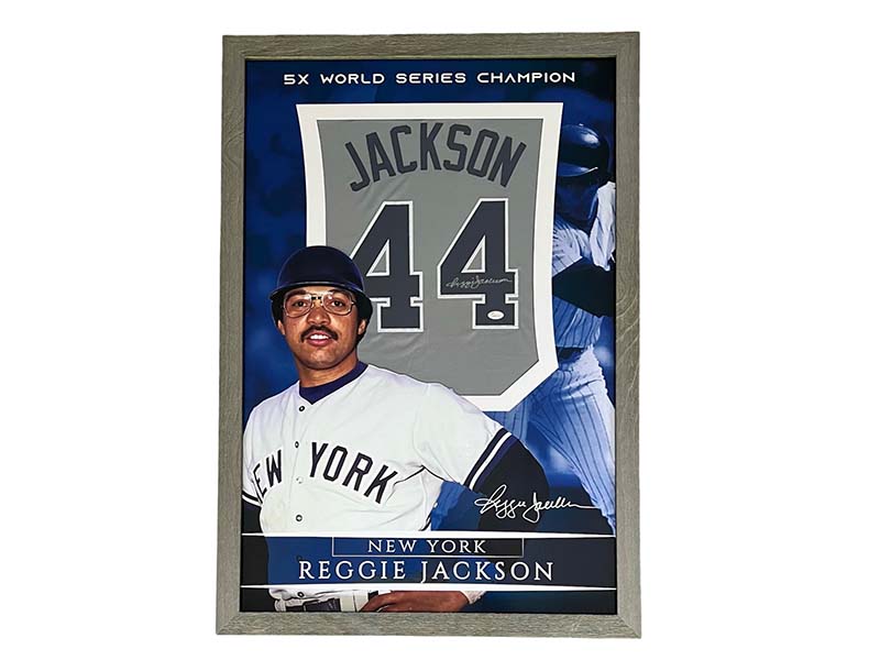 Reggie Jackson Autographed 40x27 Framed Baseball Jersey JSA