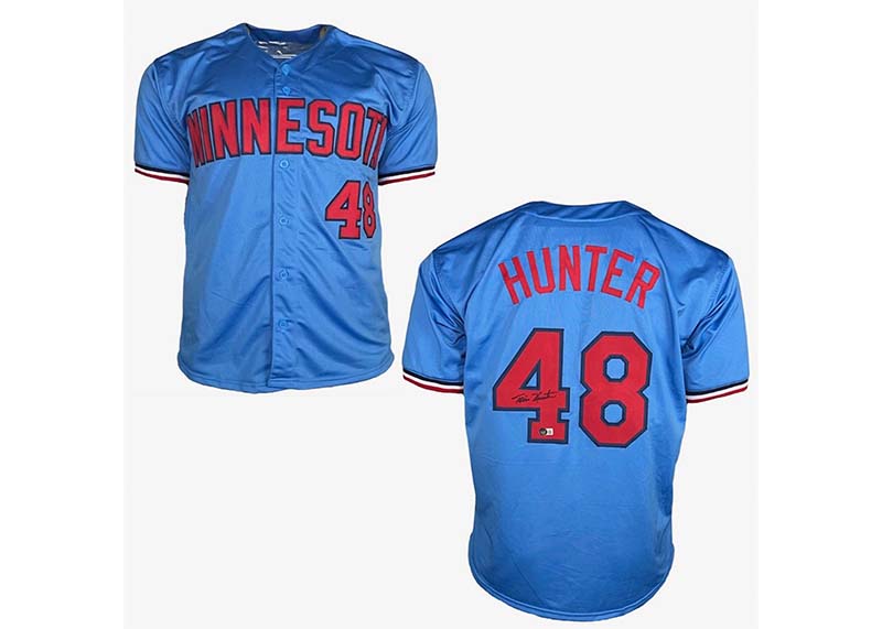 Torii Hunter Autographed Custom Blue Minnesota Baseball Jersey Blackett