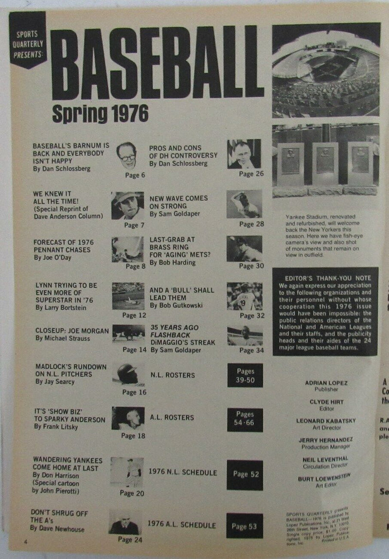 Spring 1976 Baseball Magazine with Fred Lynn, Boston Red Sox on Cover 164509