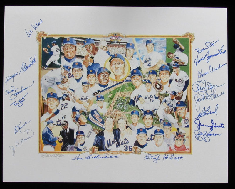 1969 Mets Team Signed (17) 11x14 Kotzen Litho Print WS Champions 187333