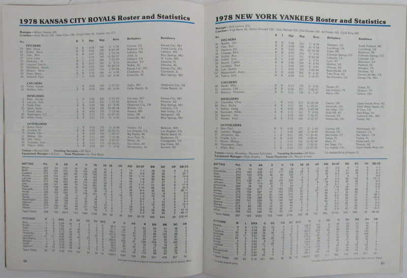 1978 World Series Los Angeles Doidgers vs. New York Yankees Program