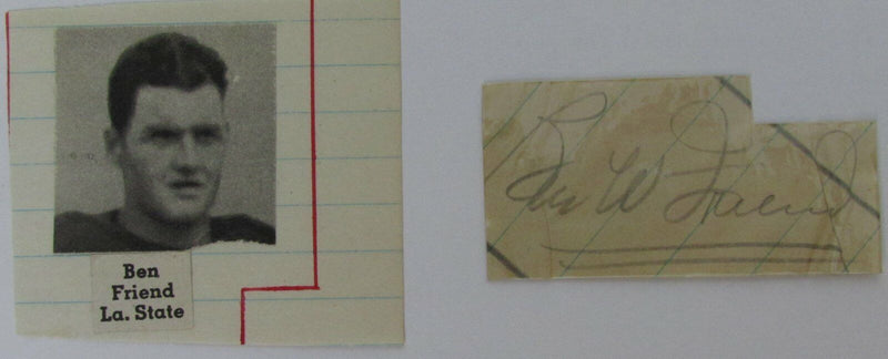 Ben Friend LSU Tigers/Cleveland Rams  Signed Cut  PSA/DNA 145104
