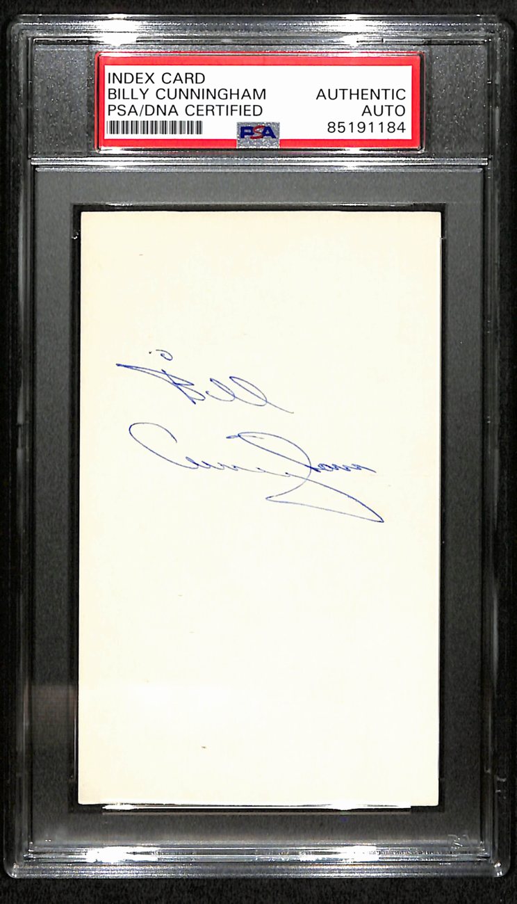 Billy Cunningham HOF Signed/Auto 3x5 Index Card UNC/76ers PSA/DNA 188540