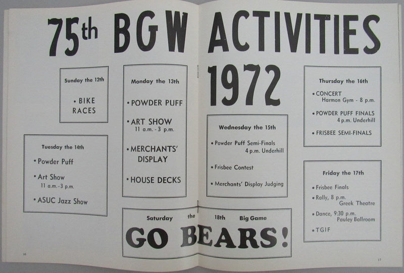 1972 California vs. Stanford College Football Game Souvenir Program 163149