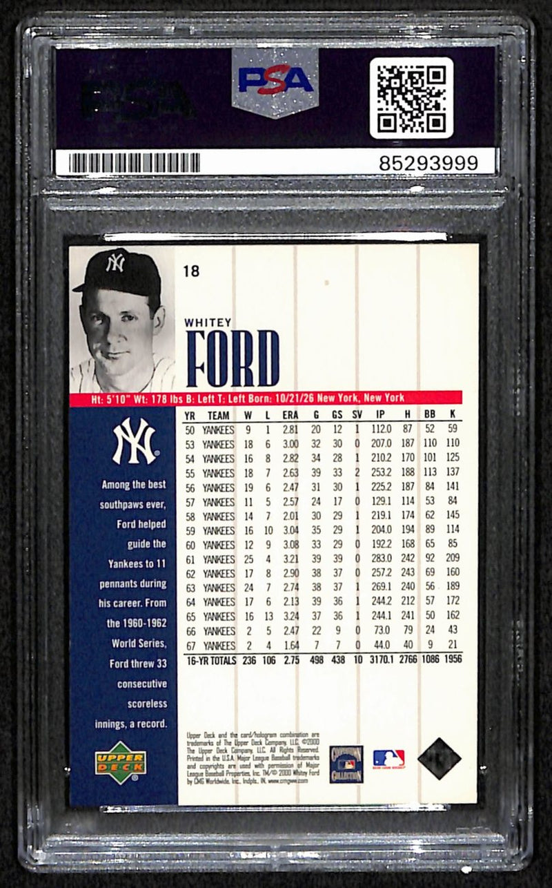 Whitey Ford HOF Signed/Auto 2000 Upper Deck Card #18 Yankees PSA/DNA 190666