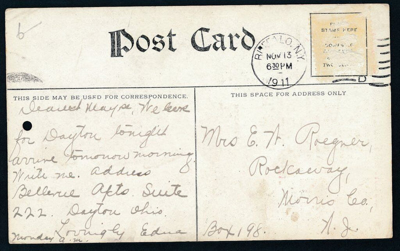 Vintage 1911 Postcard Football Young Player Image "Hotel Statler" Inscr 139067