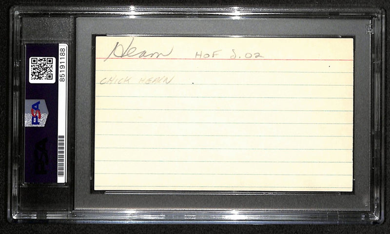 Chick Hearn HOF Signed/Auto 3x5 Index Card Los Angeles Lakers PSA/DNA 188542