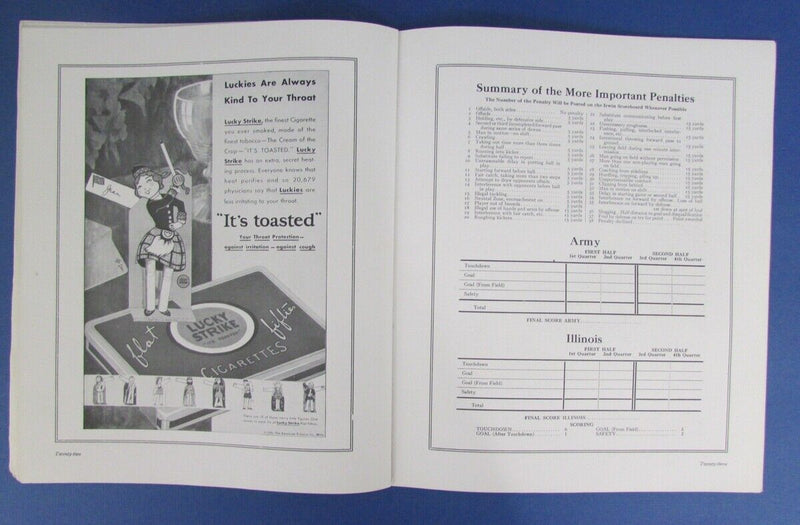 1930 Army vs. Illinois College Football Game Program at Yankee Stadium 122902