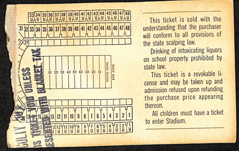 Texas Longhorns Football Ticket VS SMU 10/29/1966 187570