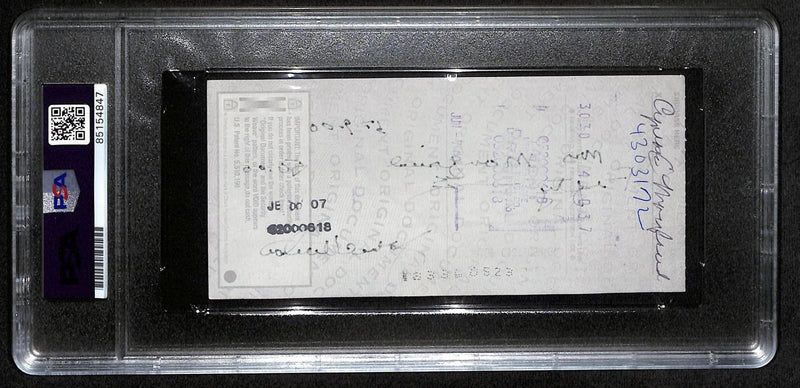 Johnny Unitas HOF Signed/Auto 2000 Bank Check Colts PSA/DNA GEM MT 10 192624