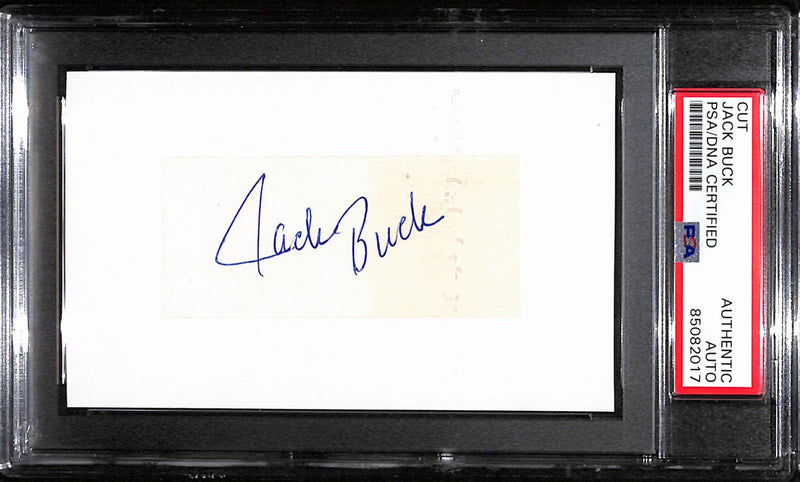 Jack Buck HOF Autographed 3x5 Index Card Sportscaster Cardinals PSA/DNA 184802