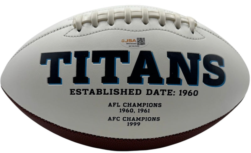 Gunnar Helm Signed Tennessee Titans Logo Football JSA
