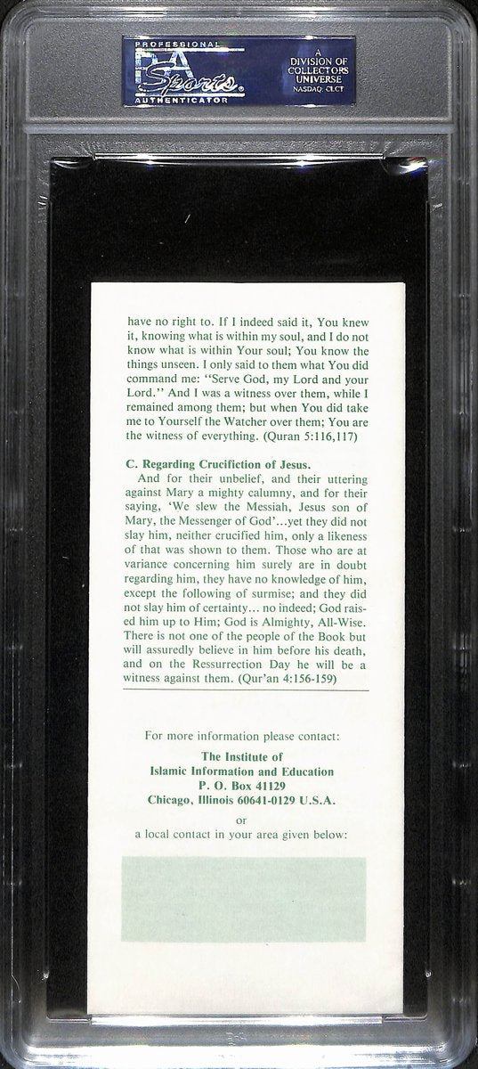 Muhammad Ali Signed/Autographed 8.5x3.5 Islamic Pamphlet Slab PSA/DNA 193452