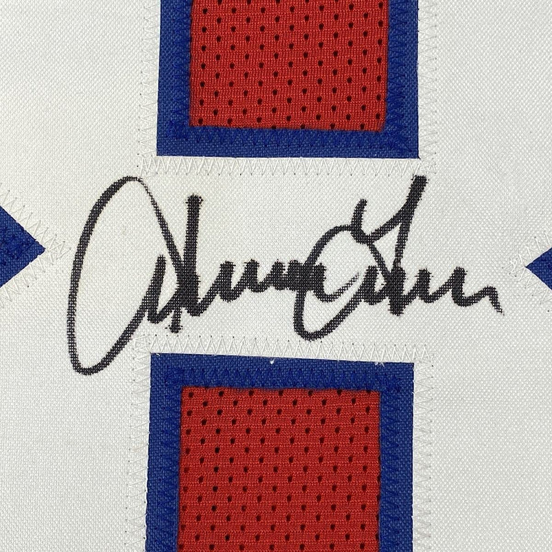 Framed Autographed/Signed Irving Fryar New 35x39 England Red Football Jersey JSA COA