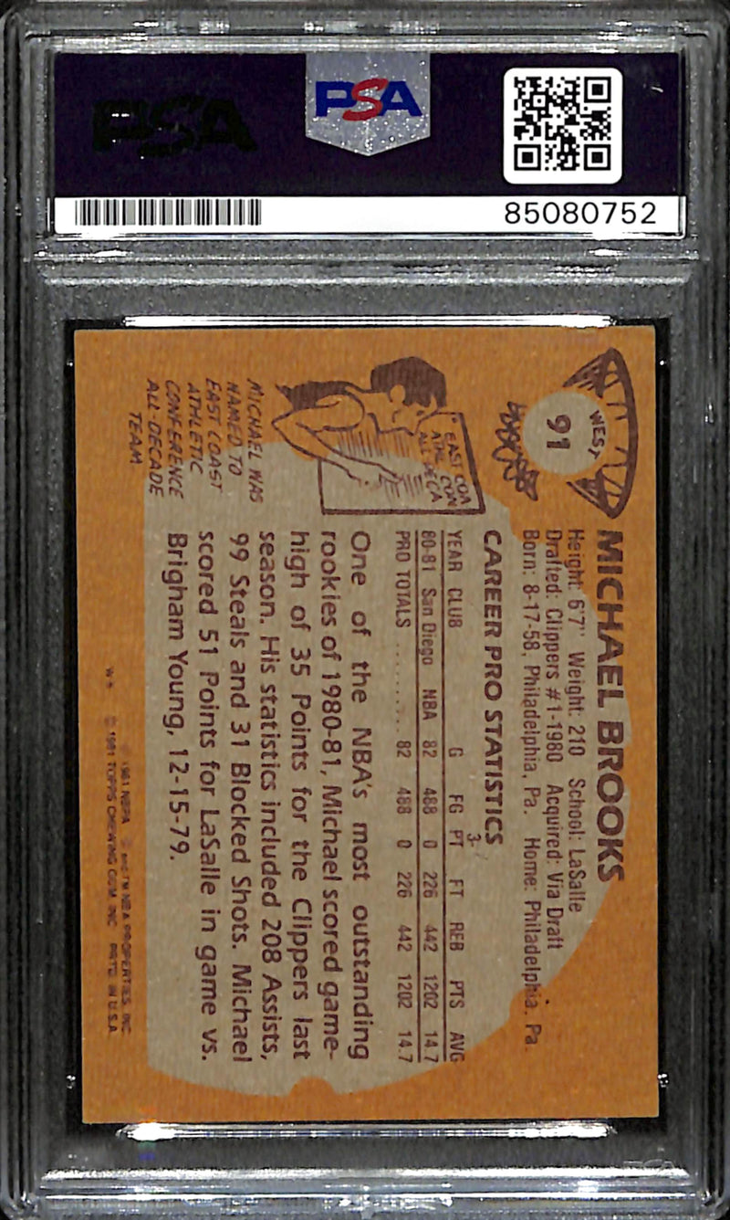 Michael Brooks Signed 1981 Topps Card #91 San Diego Clippers PSA/DNA 185745