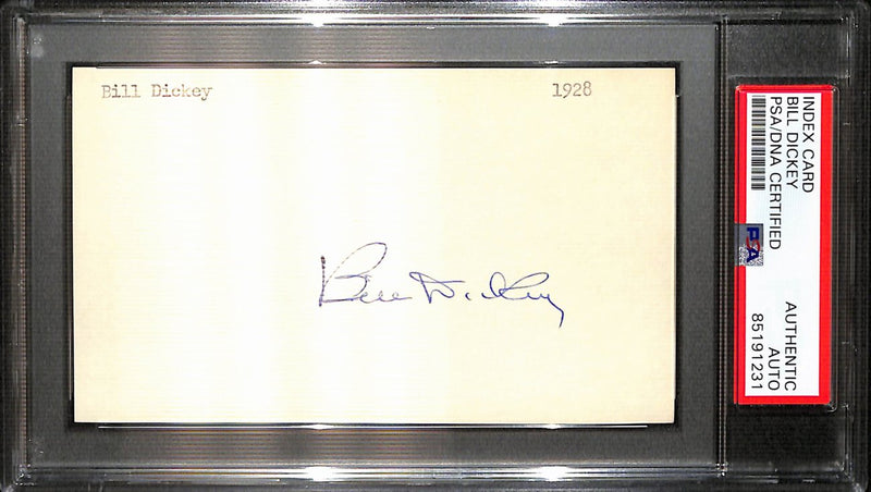 Bill Dickey HOF Signed/Auto 3x5 Index Card New York Yankees PSA/DNA 187229