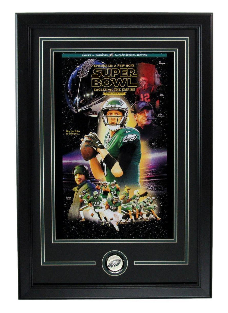 Nick Foles UNSIGNED 17x25 Photo Super Bowl LII Philadelphia Eagles Framed 177509