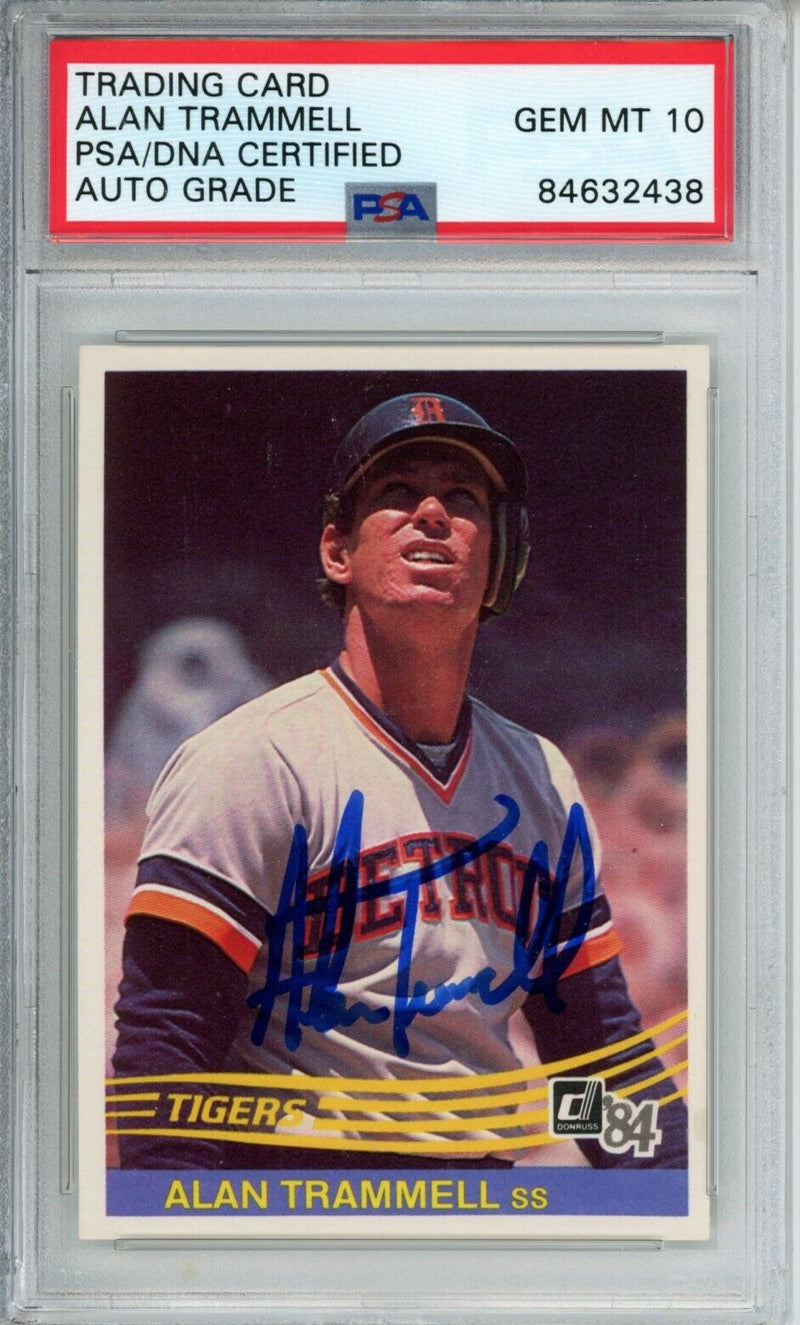 1984 Donruss Alan Trammell HOF #293 Card Signed Tigers PSA/DNA GEM MINT 10