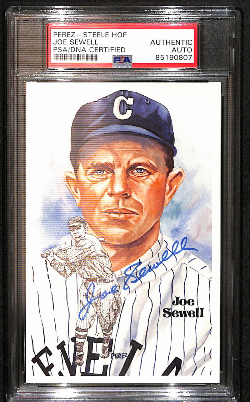 Joe Sewell HOF Signed 1981 Perez Steele Postcard Indians PSA/DNA 187421