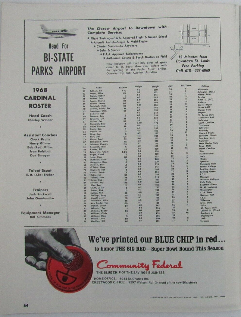 1967 St. Louis Football Cardinals Yearbook 156976