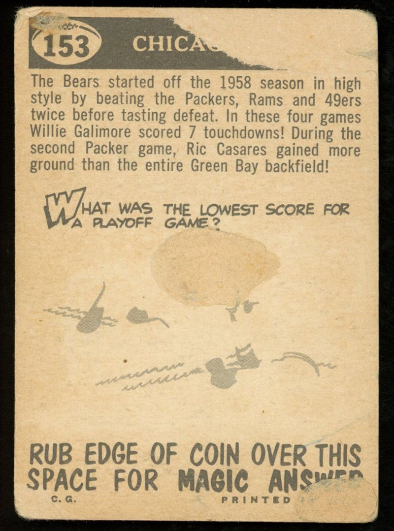 1959 TOPPS Football Card #153 Signed/Auto Joe Fortunato Chicago Bears