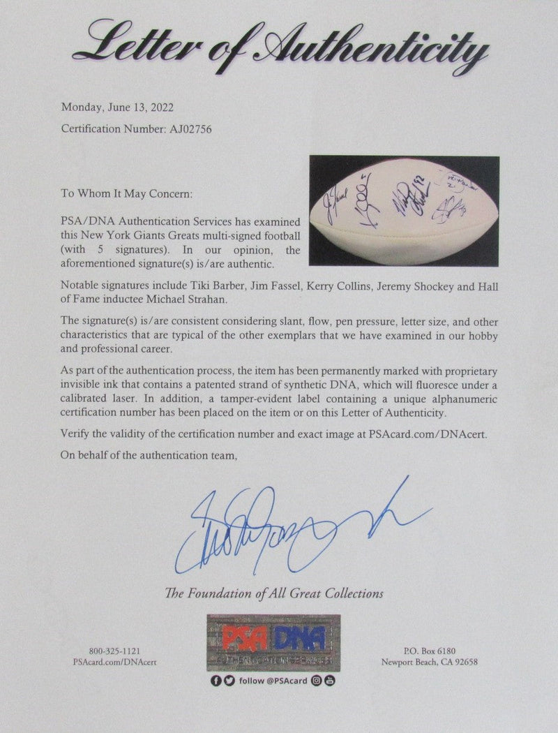New York Giants Greats Multi-Signed by 5 Players Wilson NFL Football PSA 191289
