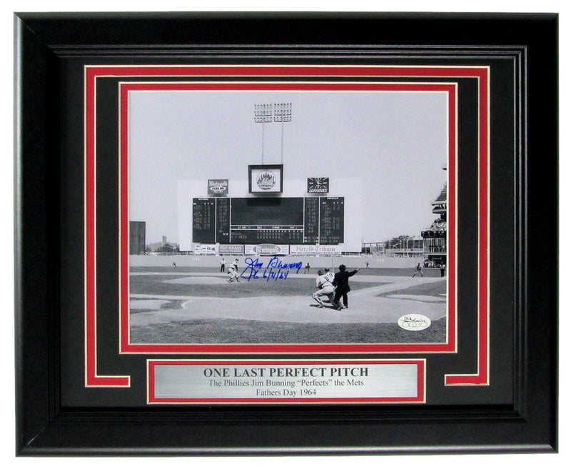 Jim Bunning HOF Perfect Game  Phillies Signed 8x10 Photo Framed JSA 163454