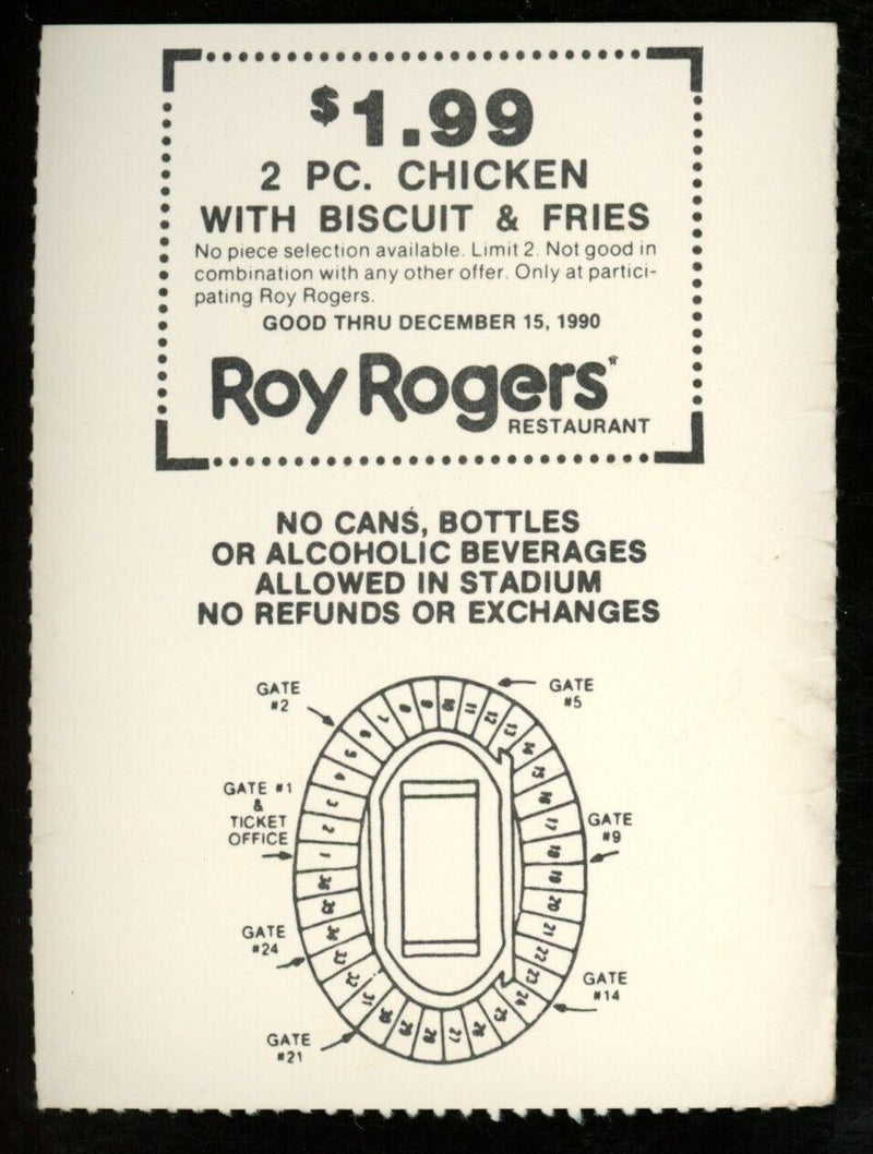 September 29, 1990 Pitt vs. West Virginia College Football Game Ticket Stub