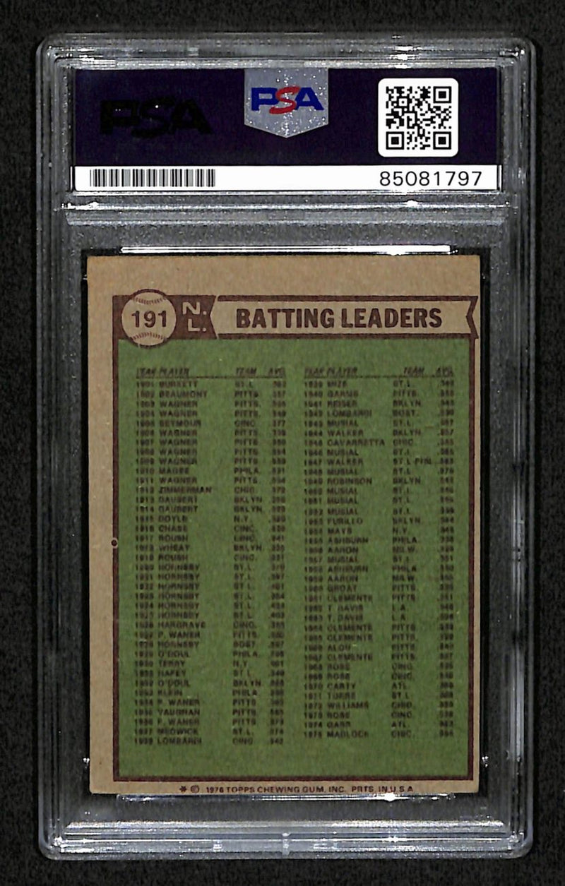 Madlock/Simmons/Sanguillen Signed 1976 Topps Card #191 Batting Leaders PSA/DNA