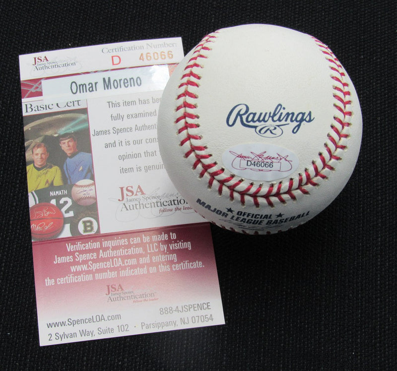 Omar Moreno Signed/Auto Yankees 100th OML Baseball JSA  186968
