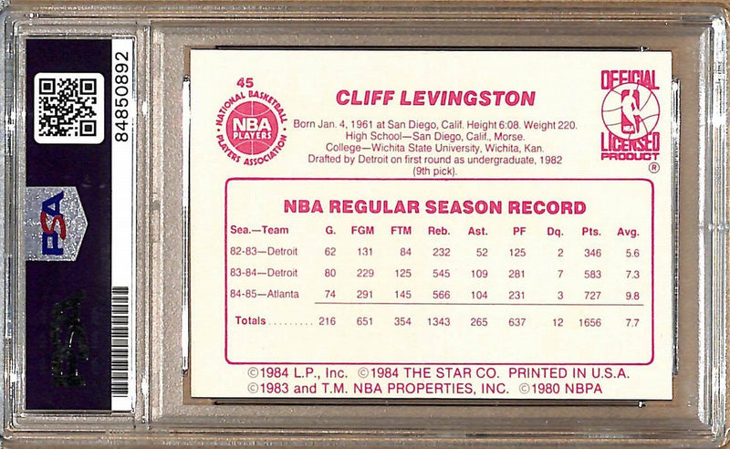 1985-86 Star Company #45 Cliff Levingston Hawks Signed/Auto Card PSA/DNA 178941