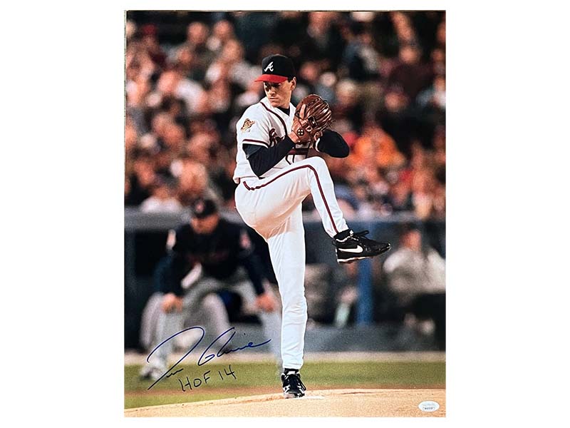 Tom Glavine Autographed Atlanta Braves 16x20 Baseball Photo (JSA) HOF 14 Insc