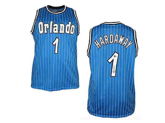 Orlando Magic Penny Hardaway Pro Style Black Pinstripe Jersey BAS