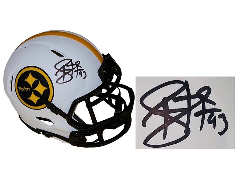 Troy Polamalu Autographed Pittsburgh Steelers Lunar Mini Football Helmet (Beckett)